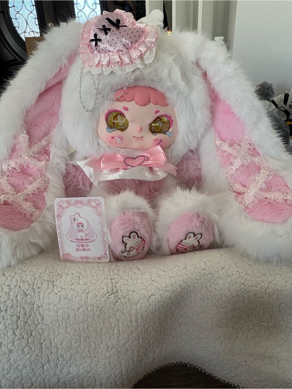 Plush Bunny Doll with Pink Accents - Cute Kids Toy